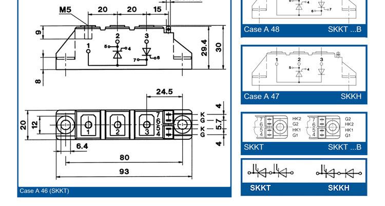 柳晶牌  电机控制设备配件 SKKT106/16E 普通晶闸管模块 SKKT106示例图18