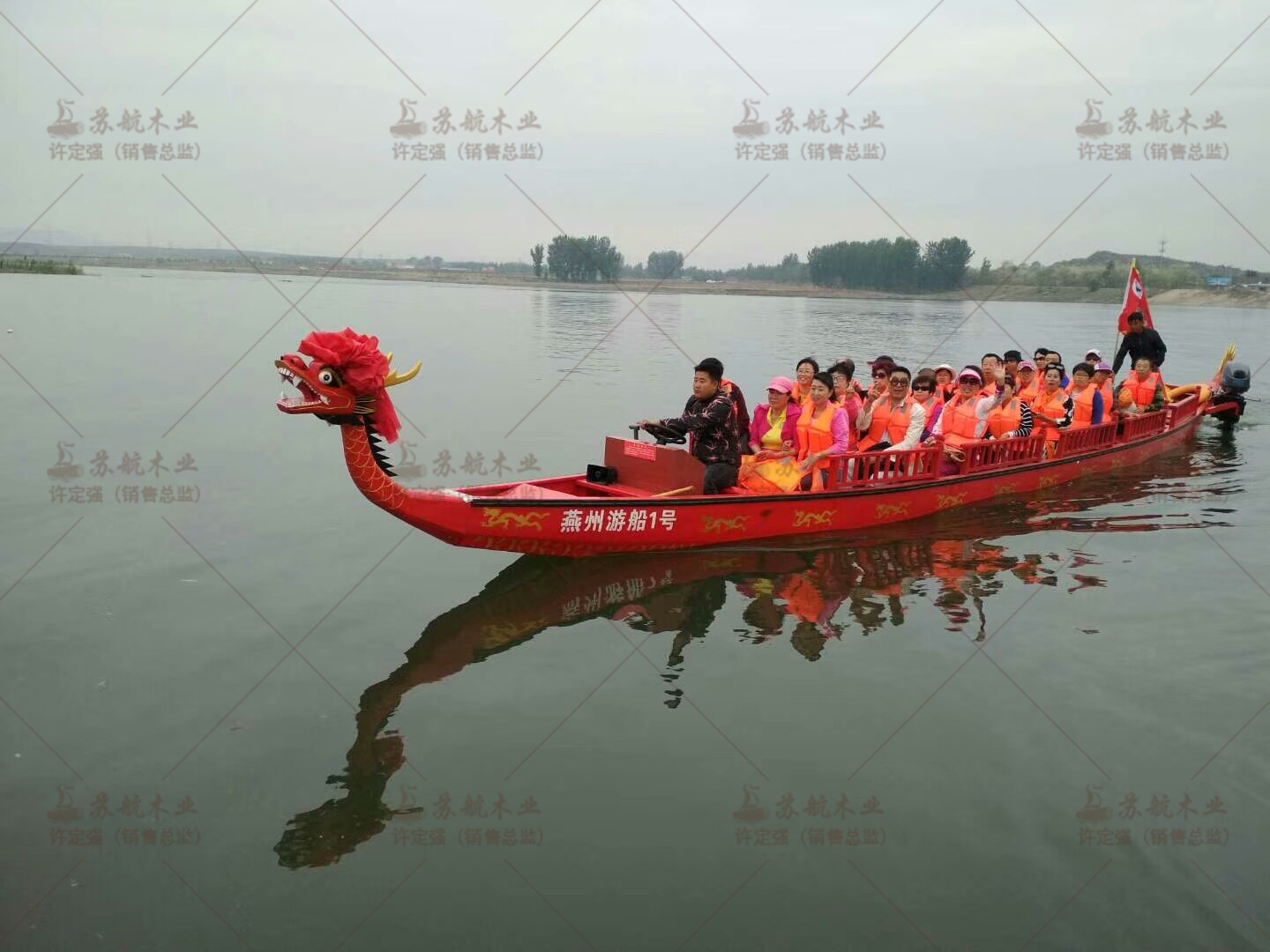 龙舟 厂家现货12人玻璃钢手划龙舟端午传统比赛22人木质龙舟船示例图10