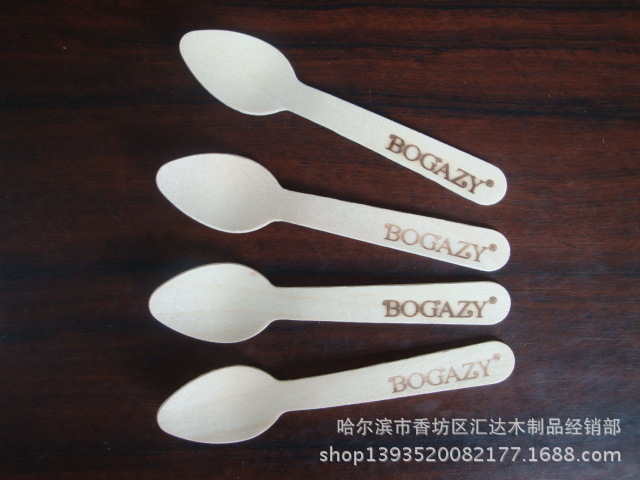 供应木勺  一次性烙印110木勺  果冻布丁木勺   定制带logo木勺