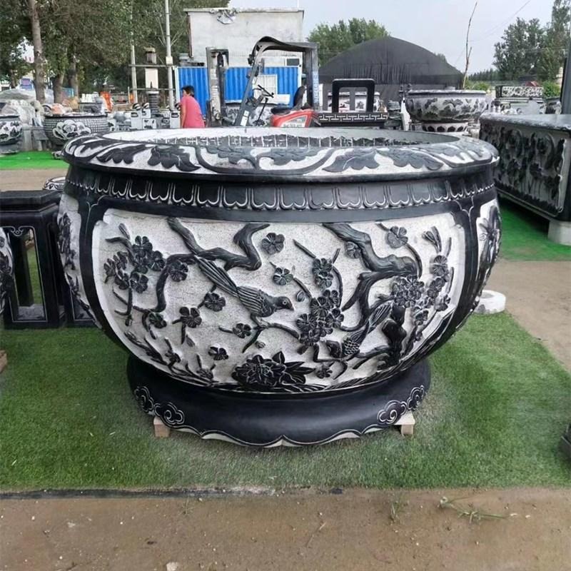 厂家直销石雕鱼缸 圆形石鱼缸价格 水景鱼缸 泽业雕塑