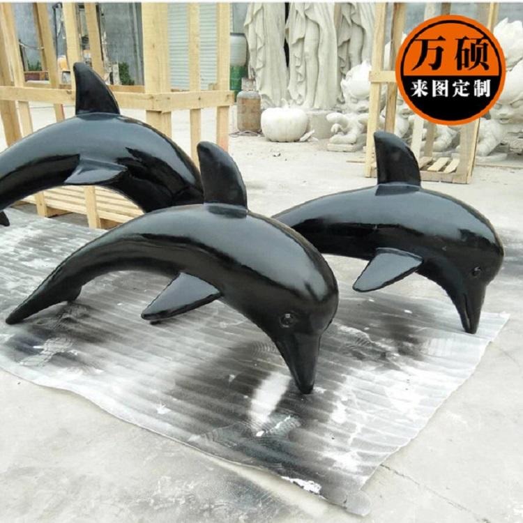 定制玻璃钢仿真海豚动物雕塑 海洋世界水族馆水上乐园主题造型 万硕