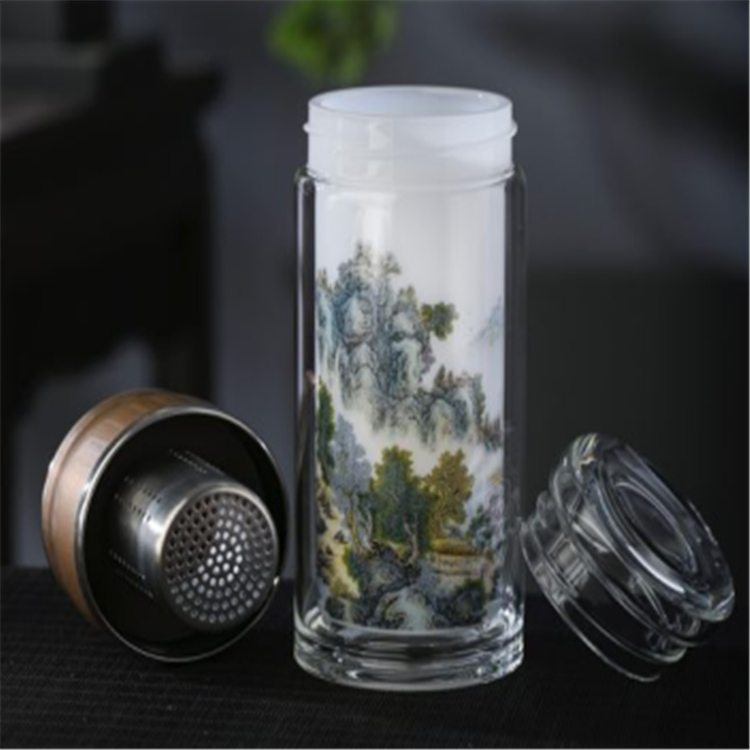 玉瓷双层玻璃杯 景德镇陶瓷保温杯供应 亮丽陶瓷