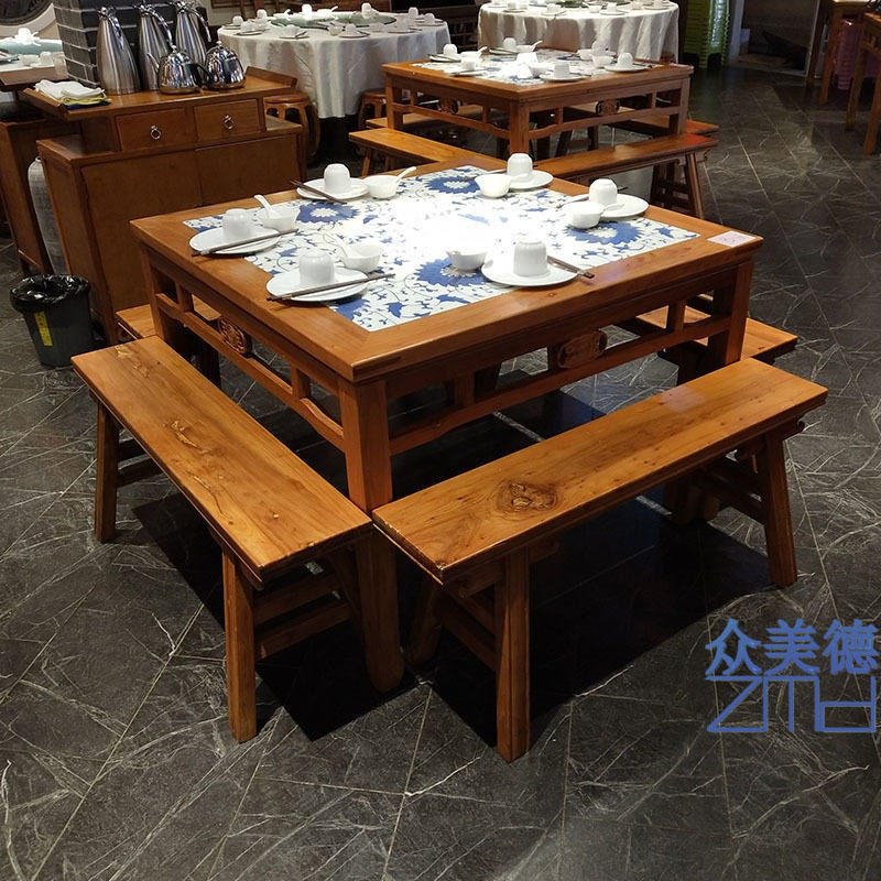 餐厅餐桌餐椅 美式复古实木餐桌椅