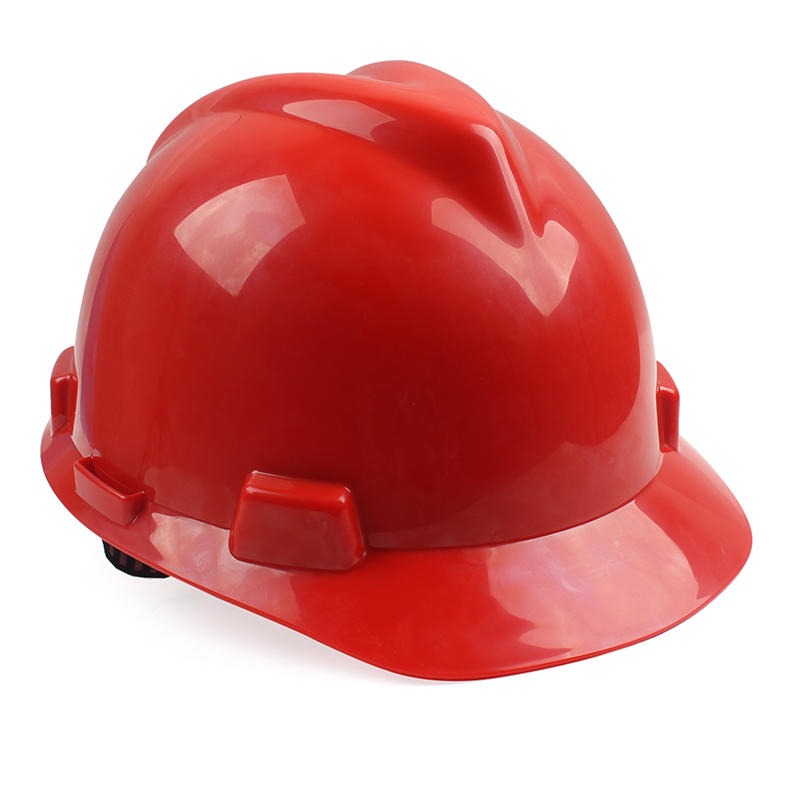 梅思安10146449红色PE标准型安全帽PE帽壳 一指键帽衬针织吸汗带国标C型下颏带-红