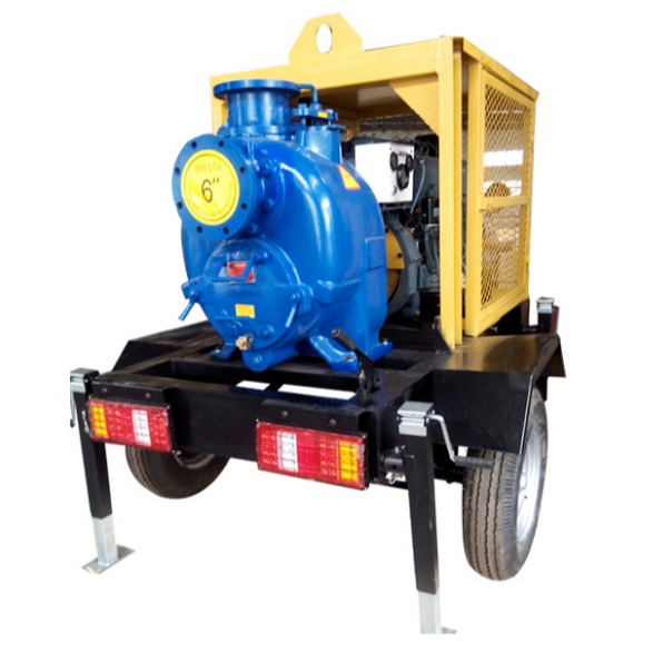 江苏蓝升应急排水抢险泵车 6寸拖车式自吸排污泵 SP-6柴油机强自吸泵