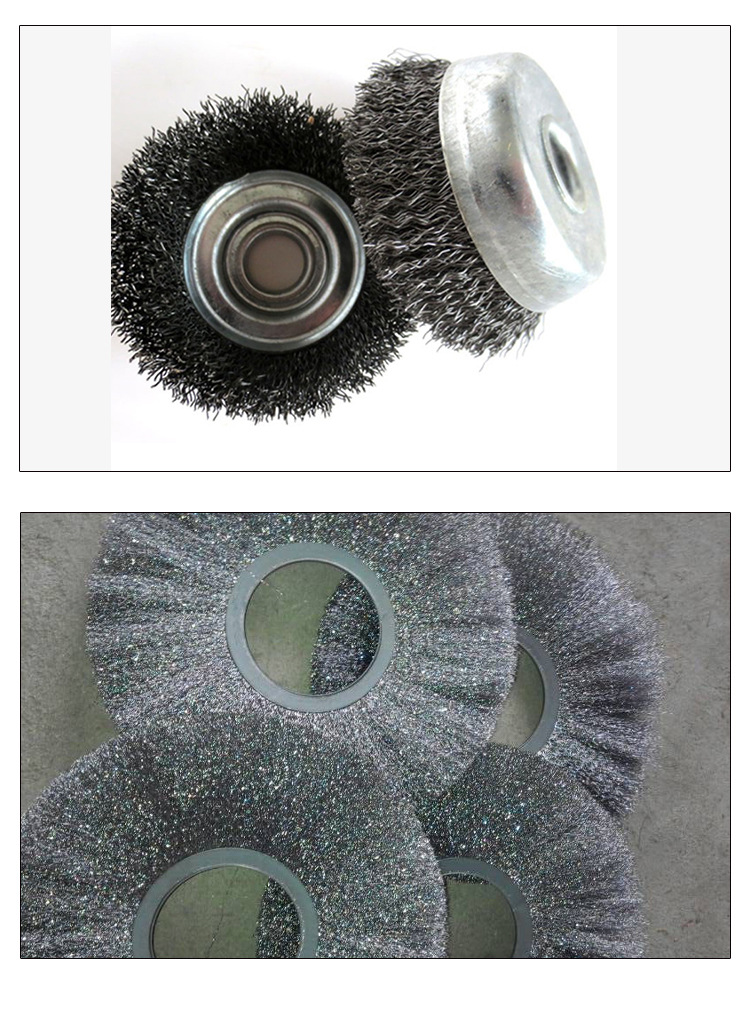 厂家直销 曲丝碗型钢丝刷 抛光打磨用钢丝轮 镀铜曲丝钢丝刷示例图9