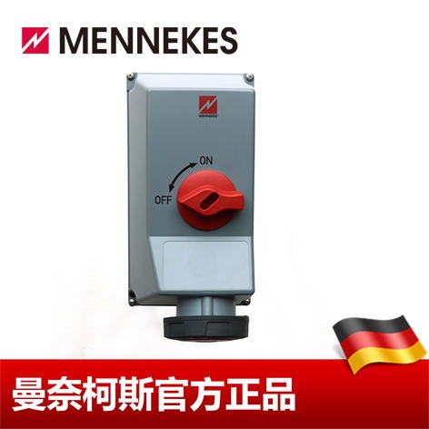 工业插座 MENNEKES/曼奈柯斯 机械联锁插座 货号 6401 63A 4P 6H 400V IP67 德国进口