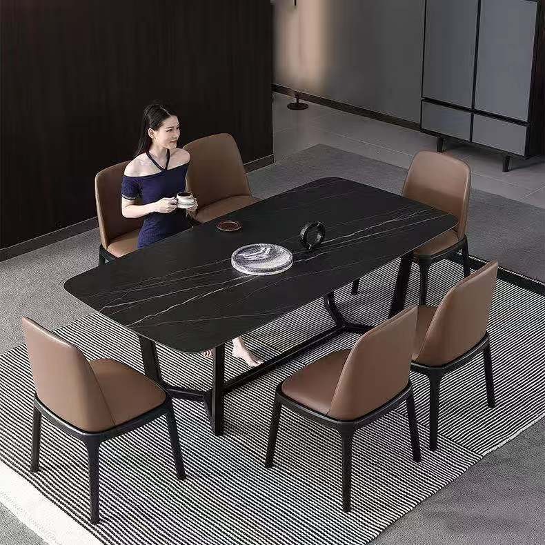 厚街轻奢岩板餐桌 现代简约餐桌椅组合  北欧餐桌椅  定制轻奢餐桌