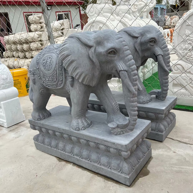 招财石雕大象 定制汉白玉石头象 石雕大象厂家