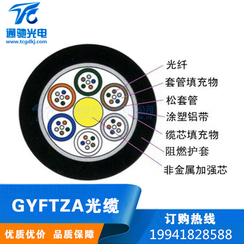 松套层绞式非金属加强芯铠装阻燃光缆 GYFTZA 2-288芯定制示例图1