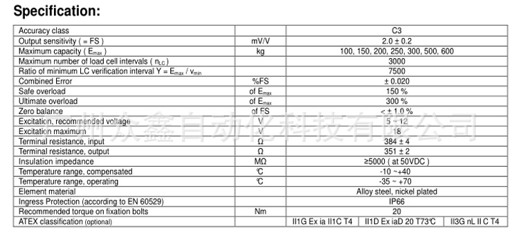 美国ZEMIC称重传感器H6G-C3-250kg-3B6,H6G-C3-300kg-3B6/400kg示例图4