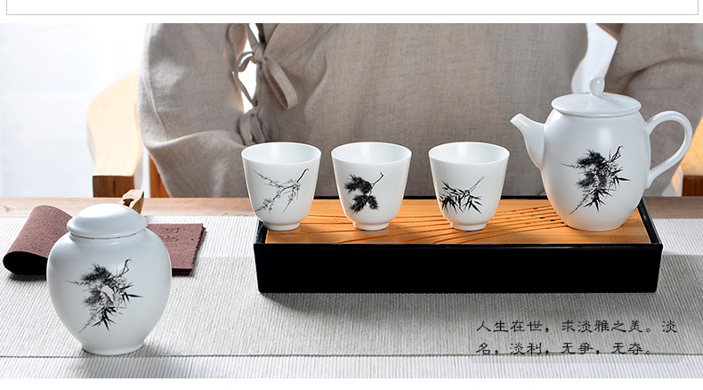 定窑旅行茶具套装 德化中式亚光釉茶壶便携式茶具整套可加工定制示例图48