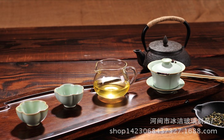 生产批发手工耐热玻璃公道杯 透明玻璃公杯 功夫茶具茶壶250ml示例图2