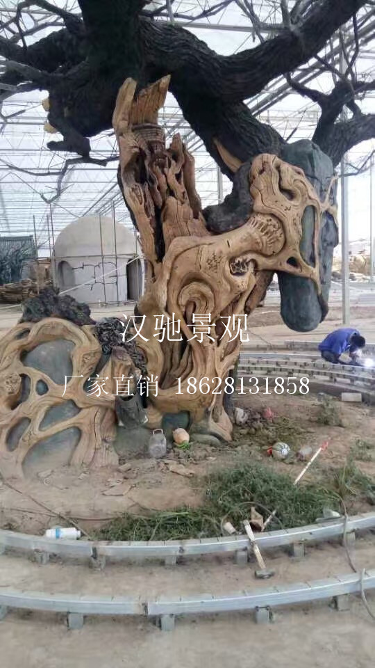 成都雕塑厂家制作大型GRC水泥榕树景观雕塑 游乐园风景区工程案例示例图7