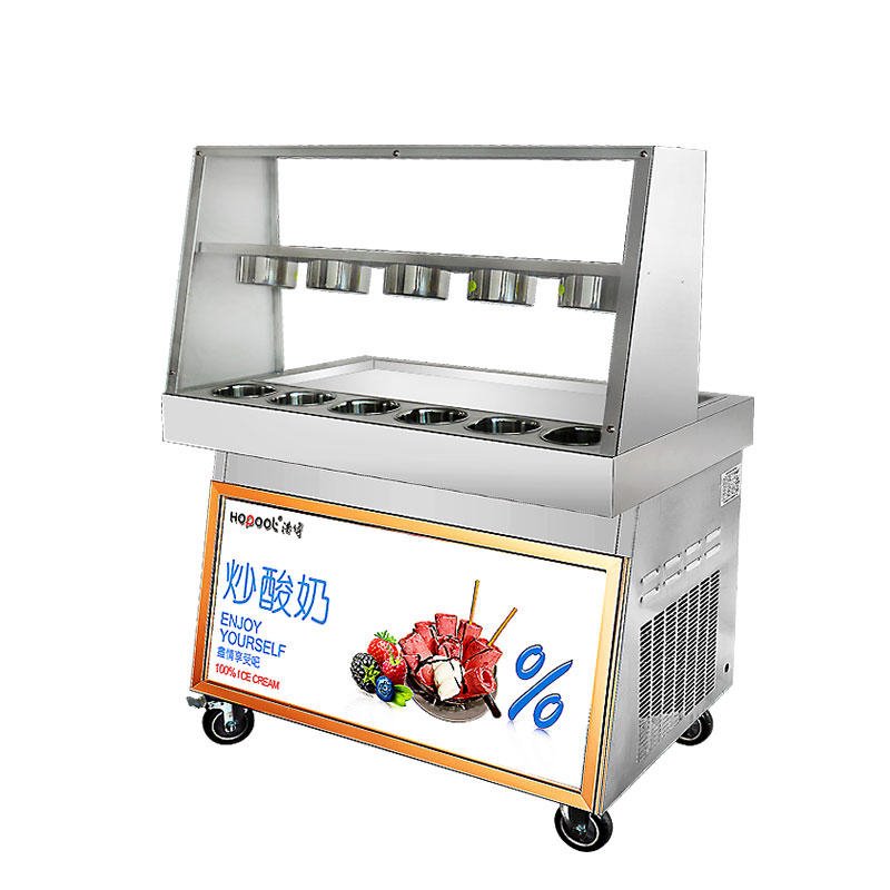 乐陵炒酸奶机 商用水果炒冰机 浩博不锈钢炒酸奶机器供应
