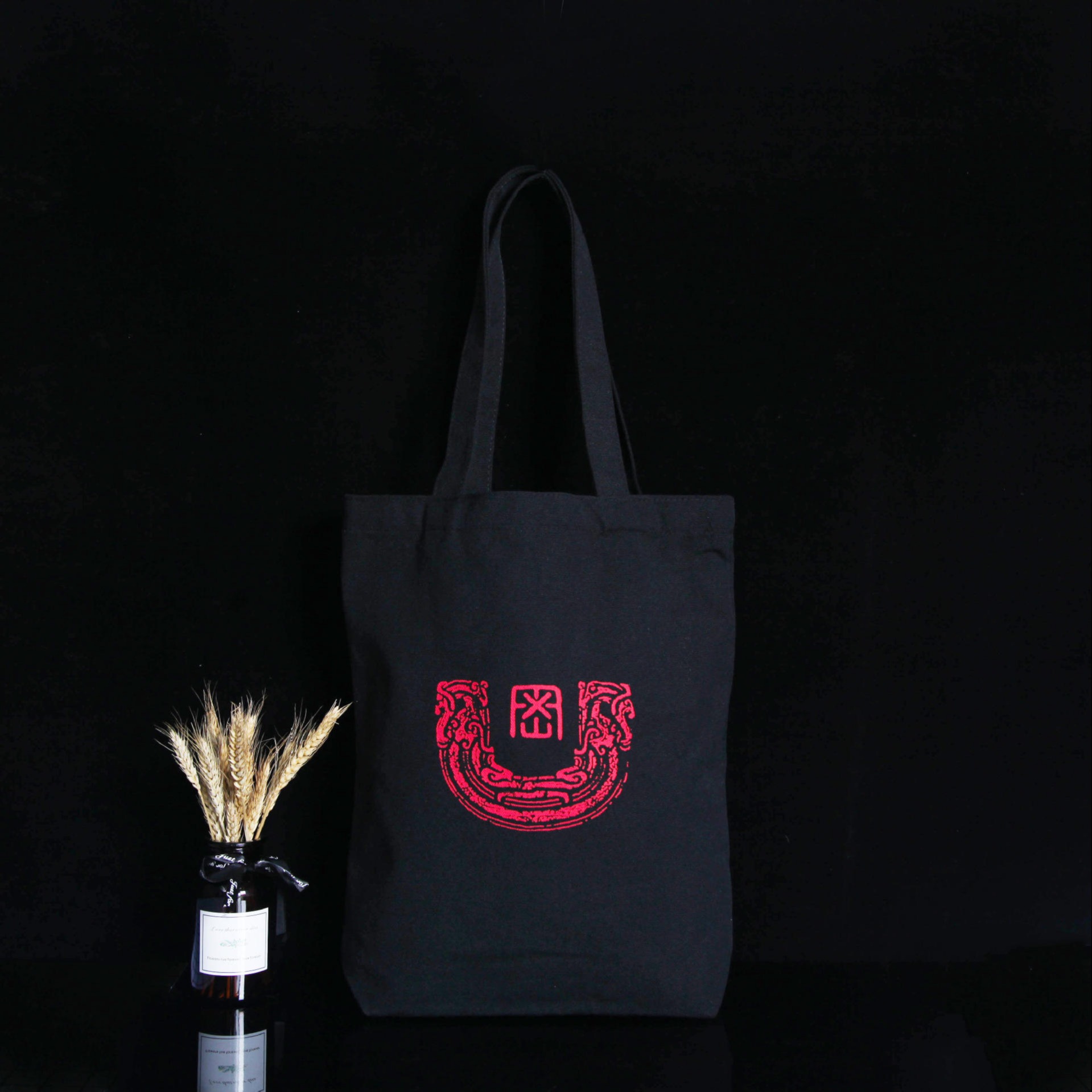 韩版帆布袋黑色购物创意礼品购物单肩彩印帆布包定制图片