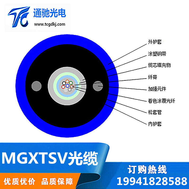 MGXTSV-6B1.3中心束管式矿用光纤室外6芯矿区井下架空阻燃光缆线示例图3