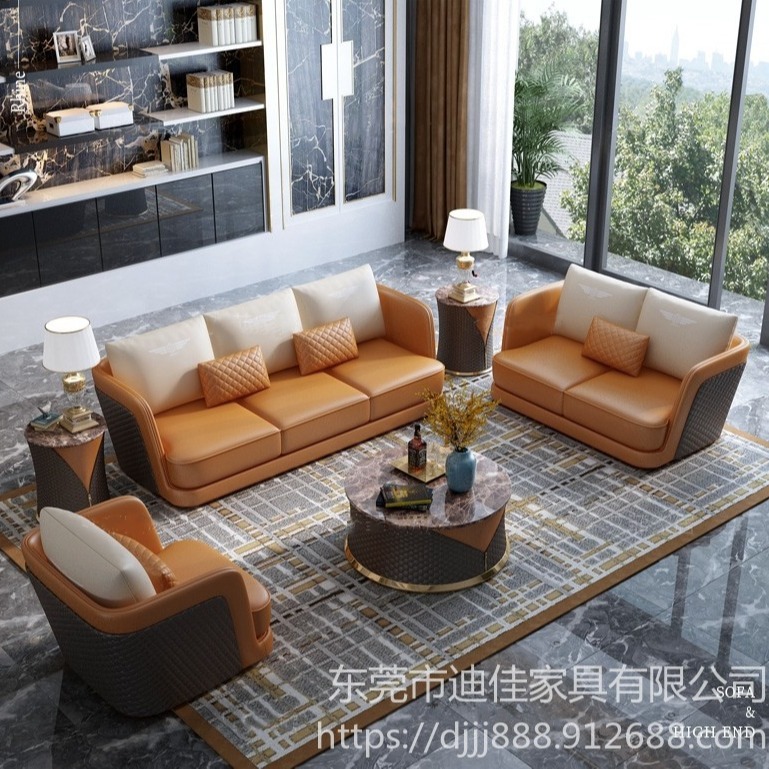 惠州真皮沙发 家用高端轻奢沙发 酒店会所别墅沙发 定制家用沙发