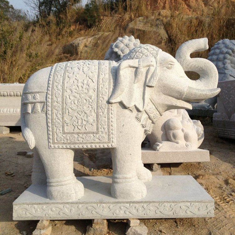 汉白玉石象 定制汉白玉石头象 石雕大象价格