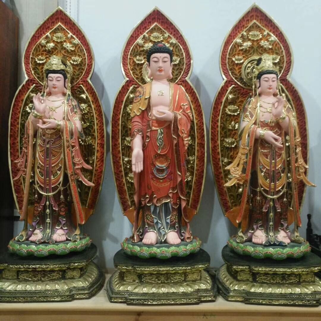 佛像 温州优质佛像厂家订制铜雕西方三圣佛像 西方三圣菩萨 寺庙西方三圣菩萨佛像