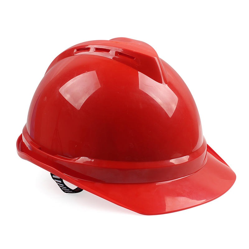 梅思安10155947红色PE豪华型无孔安全帽PE无透气孔帽壳一指键帽衬针织吸汗带D型下颏带-红