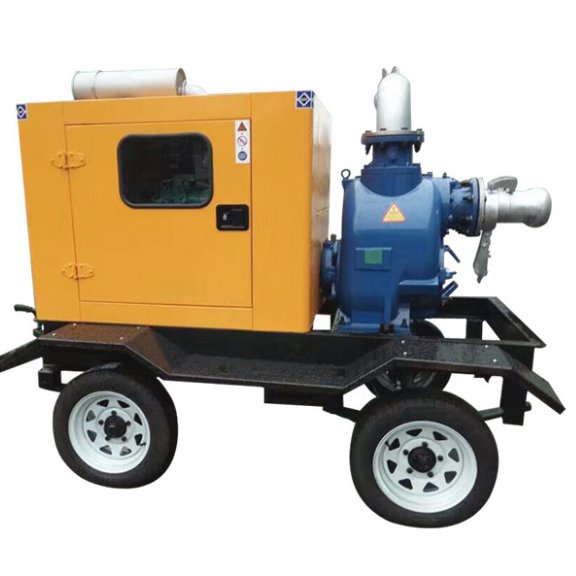 6寸户外型移动自吸泵车 300立方柴油水泵机组  防雨牵引式柴油机水泵