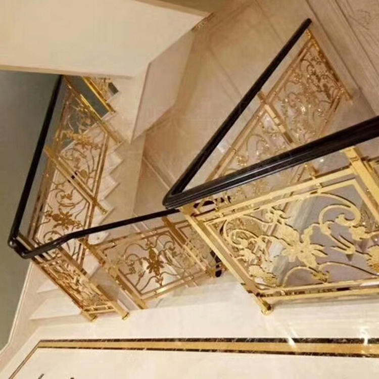 宿迁 铜板雕刻 铜楼梯表面镶花  精致得像技术品