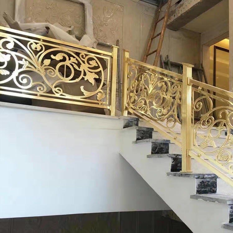 龙井别墅装饰铝艺楼梯扶手 欧式楼梯装修方案