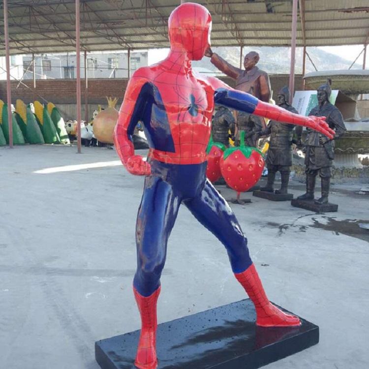 厂家生产加工定制玻璃钢游戏人物雕塑 复仇者联盟蜘蛛侠雕塑图片
