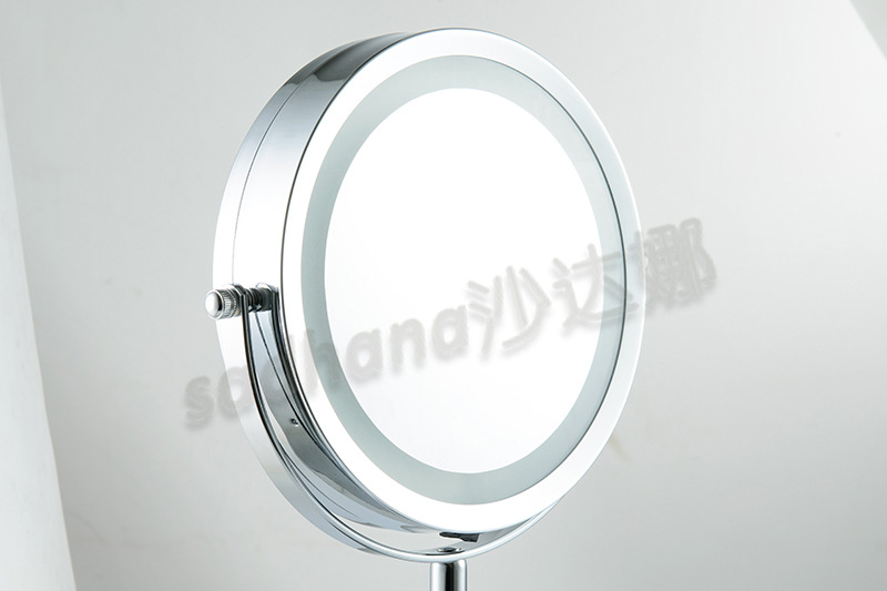 台式双面镜 金属化妆镜 led化妆镜 带灯放大化妆镜 网红led补光镜示例图4