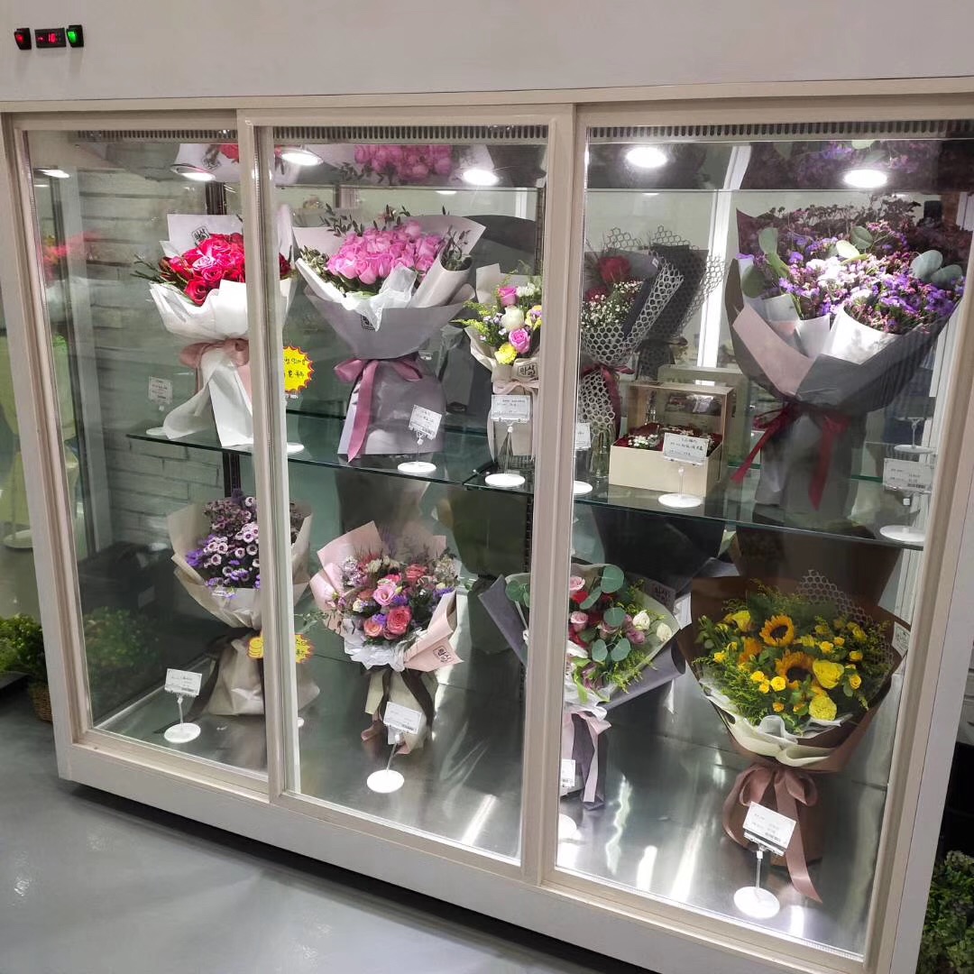 潍坊风冷无霜鲜花柜商用花束冰柜冰箱双门三门立式花艺花店展示柜