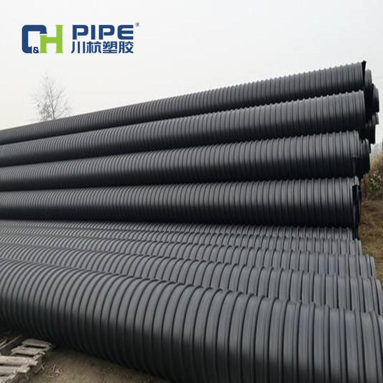HDPE钢带增强波纹管 400大口径聚乙烯螺旋波纹管