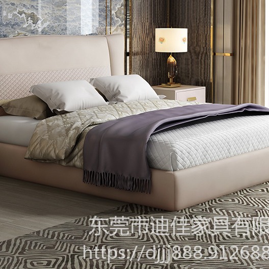 网红床 现代简约中式实木床 白色皮靠床 1.8m双人软靠高箱储物公主婚床主卧图片