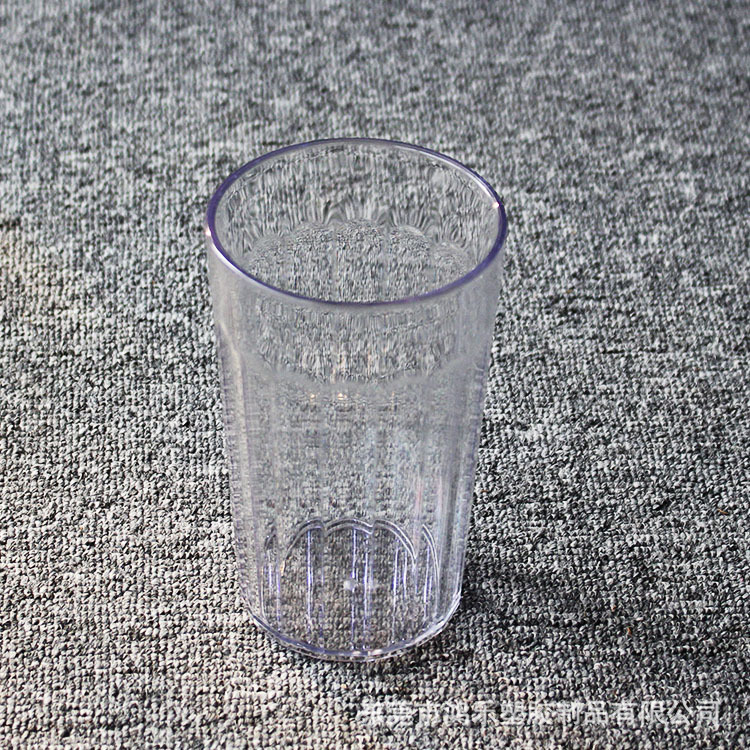 东莞厂家现货批发12oz塑料杯AS透明条纹塑料冷料杯仿真玻璃塑料杯示例图3