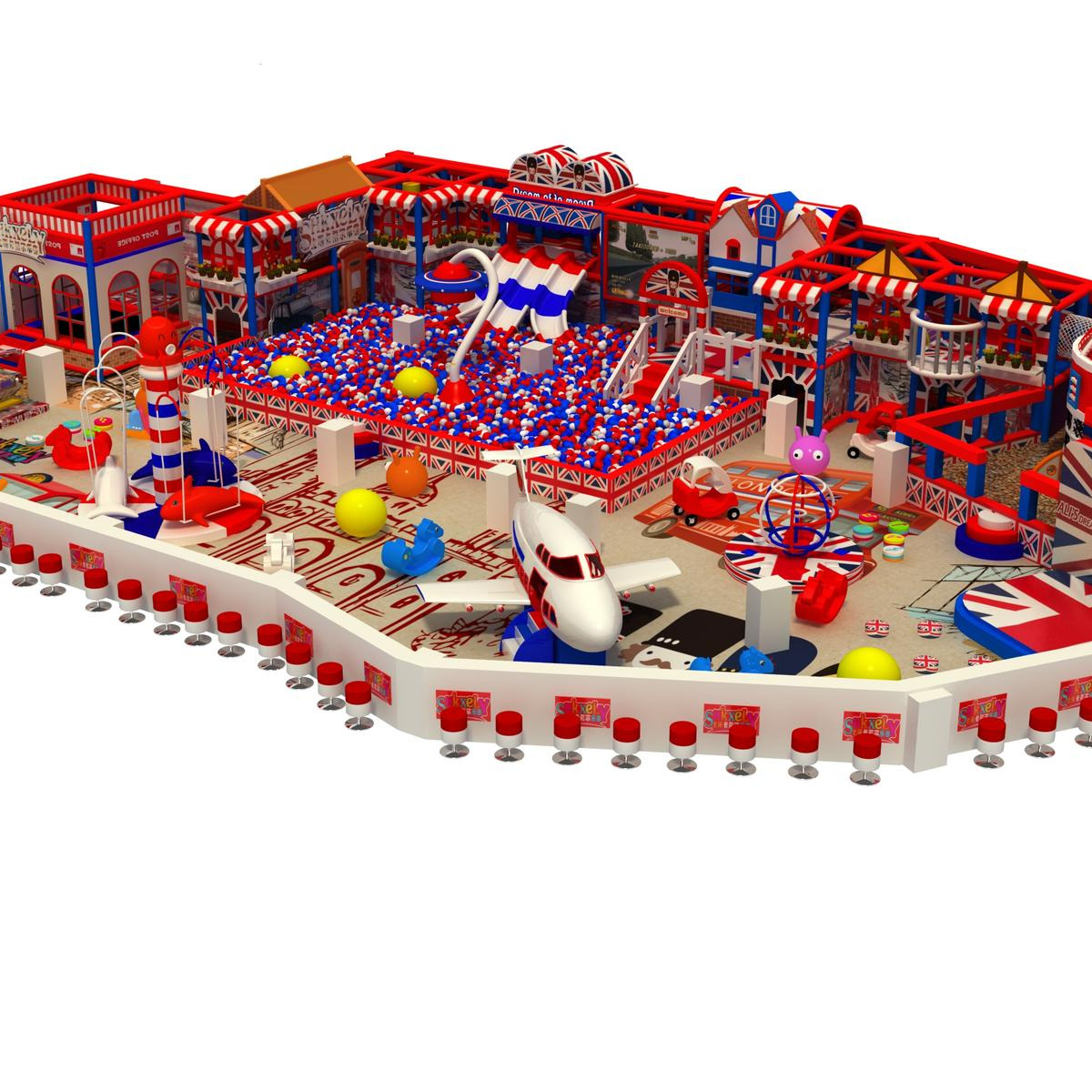 热销室内儿童游乐园设备 英伦主题淘气堡综合性亲子乐园