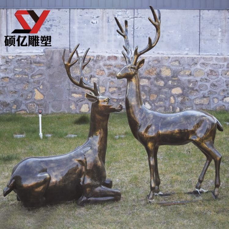 万硕 曲阳玻璃钢雕塑 鹿雕塑  动物玻璃钢雕塑 景观园林鹿雕塑  现货