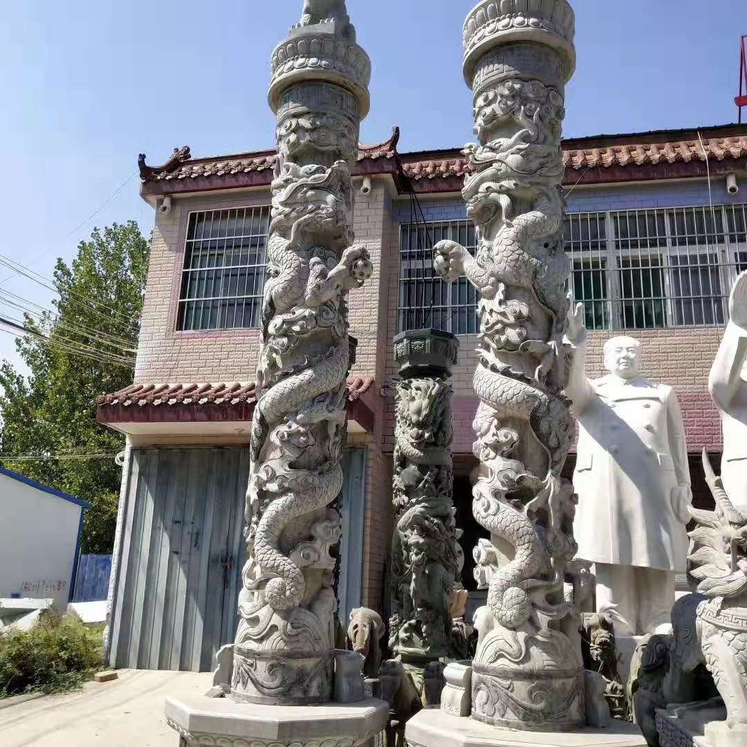 各种石雕供应 石龙柱雕刻厂家 富祥 龙凤浮雕雕刻加工石龙柱 园林工程供应