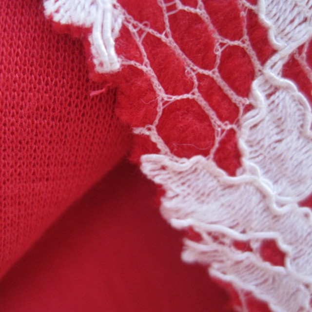 秋冬款蕾丝花边复合毛绒布 白色微弹蕾丝复合红色绒布 环保牢度好图片