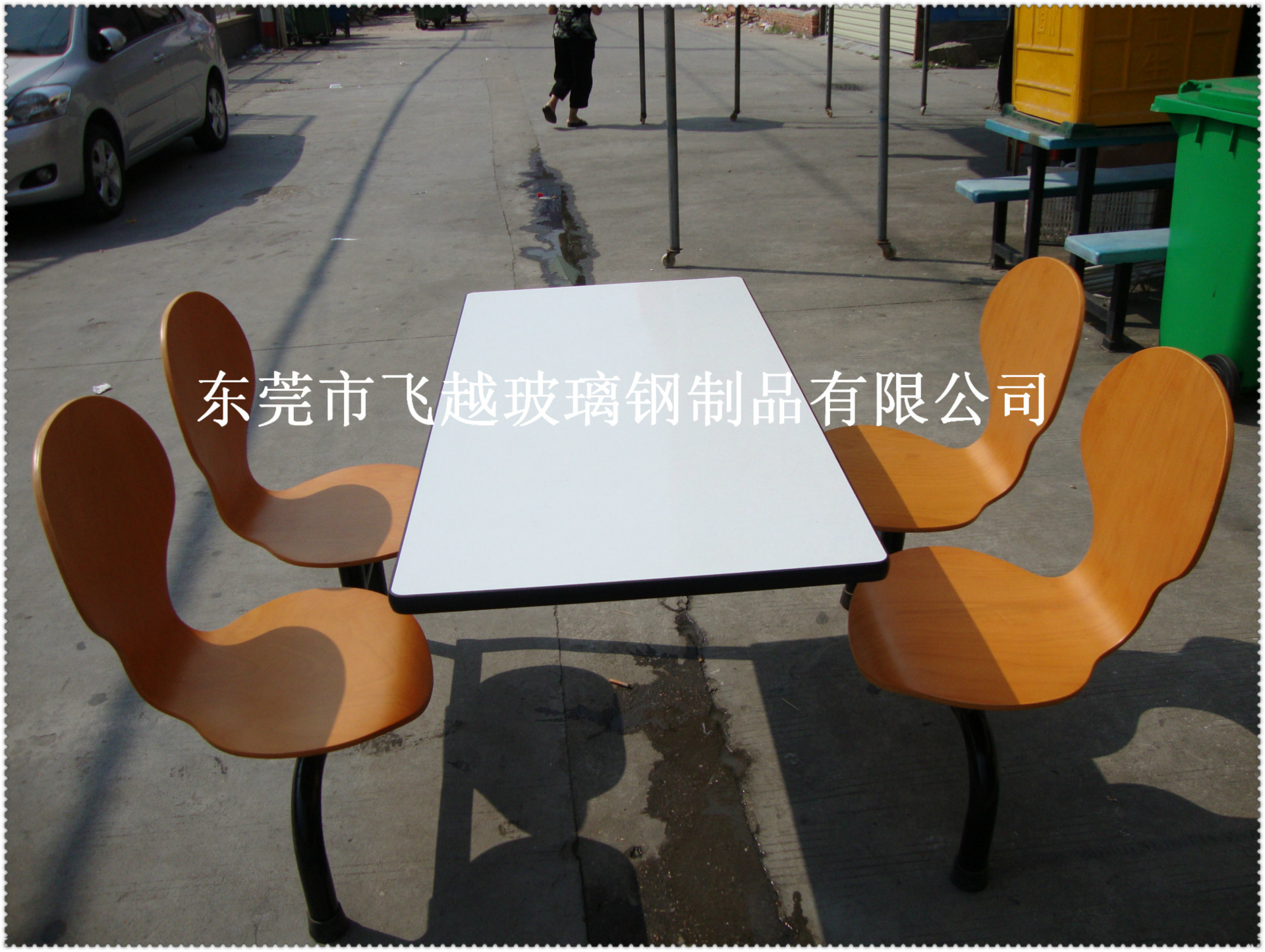 深圳玻璃钢八人位食堂餐桌椅组合工厂公司学校学生圆形凳面机压示例图28
