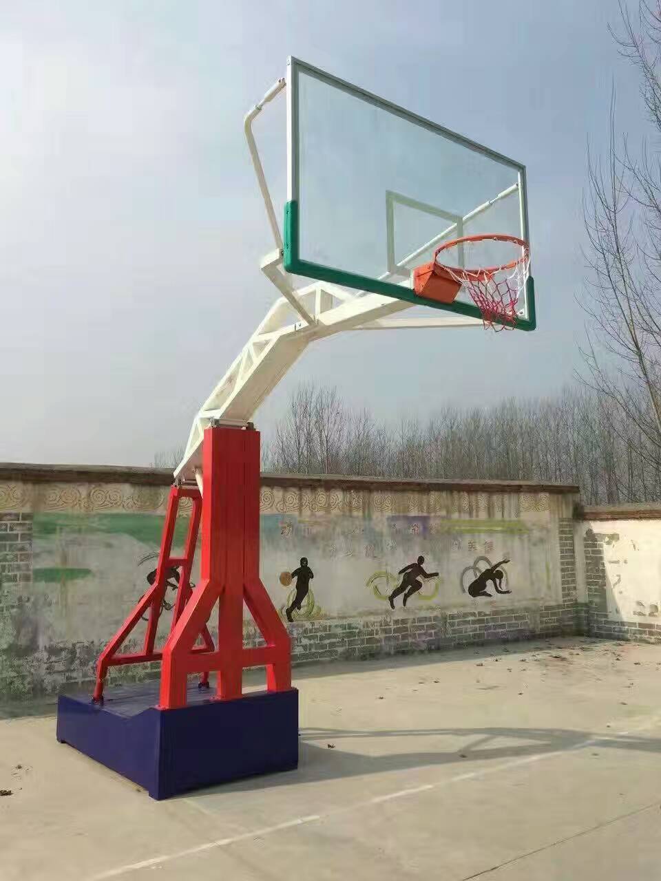 浙江晶康牌配置钢化玻璃篮板固定式篮球架批发零售