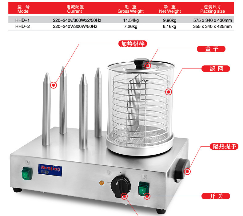 华菱电子热狗机 商用烤肠机香肠保温机展示机自助餐设备示例图6