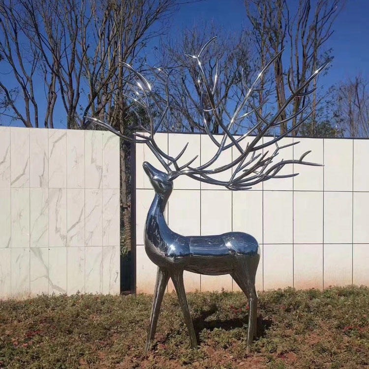 佰盛 户外仿真鹿雕塑 不锈钢仿真鹿雕塑 地产不锈钢鹿落地摆件