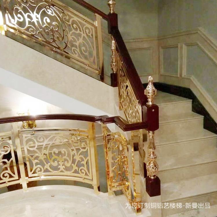 全新中式别墅楼梯护栏新曼打造复古铜楼梯扶手