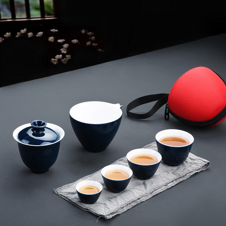 红素厂家直销一壶四杯旅行茶具收纳茶具套装 100个起订不单独零售图片