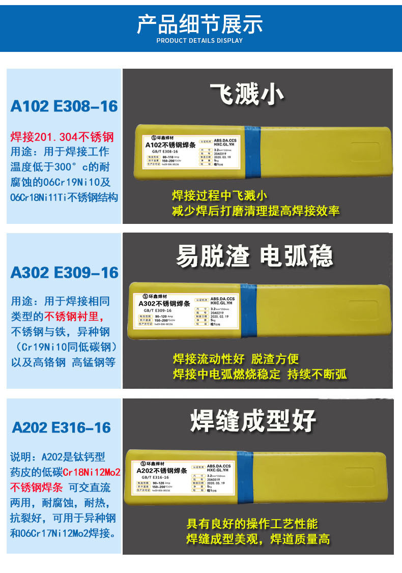 上海A102不锈钢电焊条E308-16不锈钢焊条普通家用电焊机焊接304 308白钢电焊条2.5mm3.2mm4.0mm示例图9