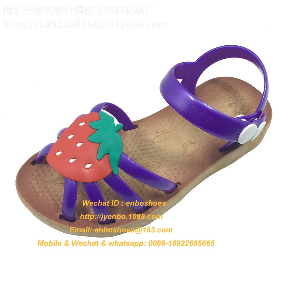 夏季女童塑料凉鞋，可爱水果卡通图案吹气小童女童凉鞋，儿童拖鞋批发订制