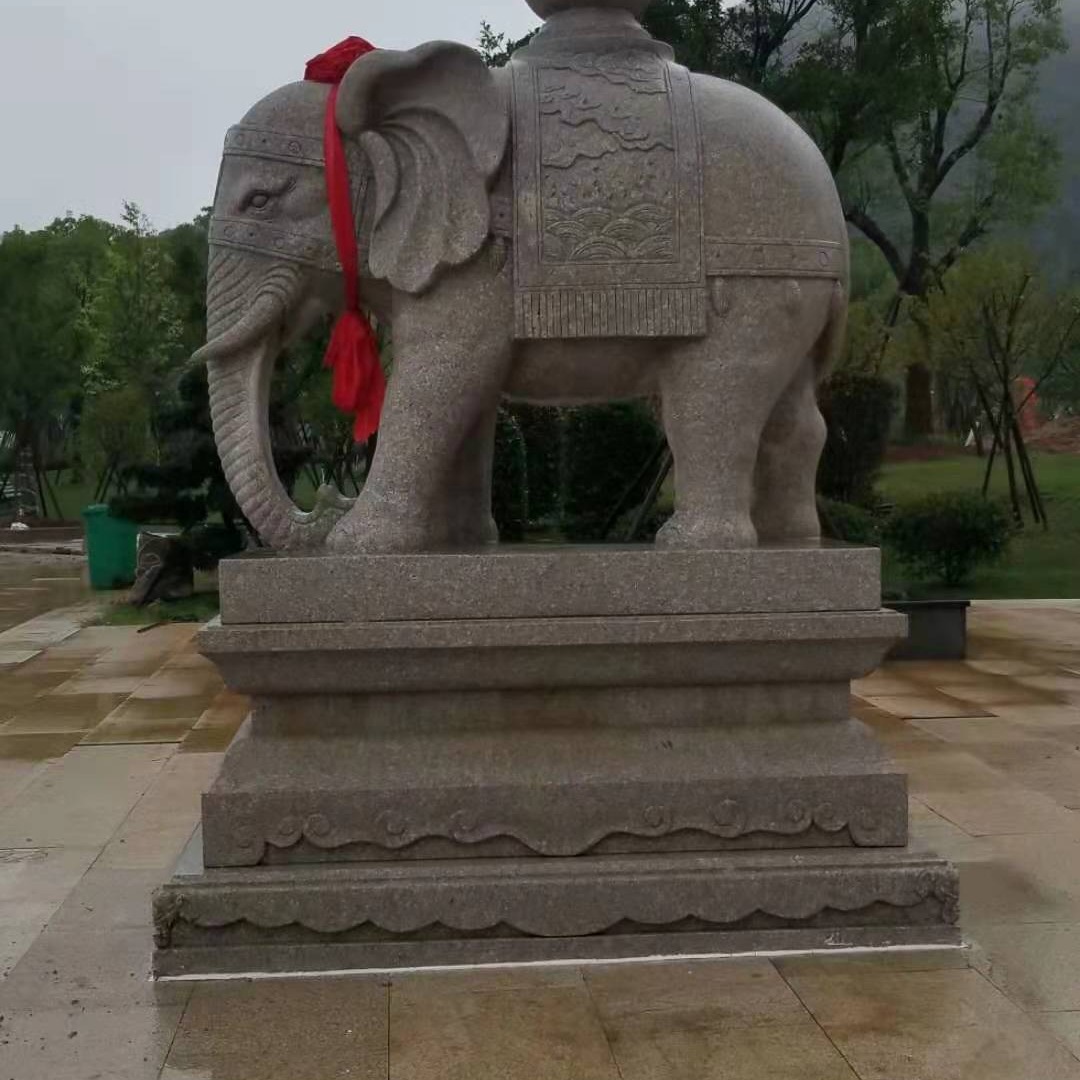 青石石雕大象 公司酒店门口风水象雕刻 富祥 园林装饰摆件石雕大象 石雕象一对