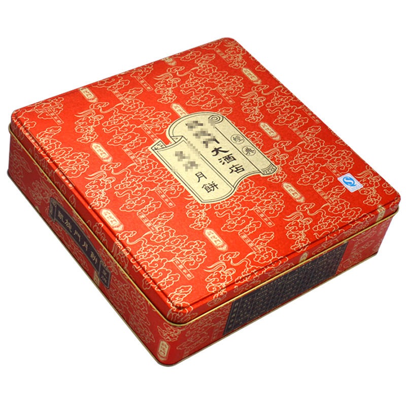 四个装中秋月饼铁罐子 正方形铁月饼盒 麦氏罐业 糕点马口铁罐印刷 食品包装铁盒生产厂家