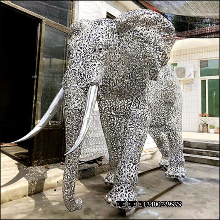 不锈钢雕塑 镂空大象雕塑 动物园景观雕塑摆件 怪工匠