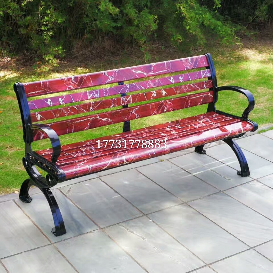 高档定制款石头纹塑木公园椅高端木塑休闲椅塑木园林椅木塑休息椅示例图7